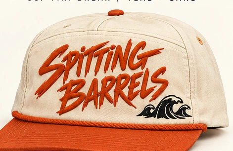 Cream and orange Spit Script embroidered cap